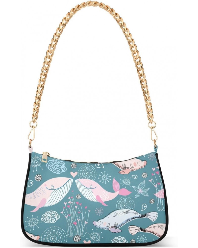 Ocean Shoulder Bag Manatee Dolphin Women Clutch Handbag Shoulder Purch Date Chain Bag Tote Bag Spring Holiday Birthday Gift f...