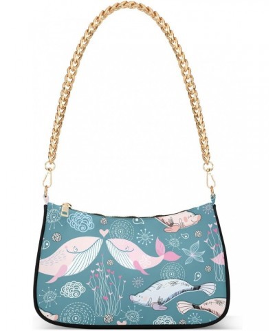 Ocean Shoulder Bag Manatee Dolphin Women Clutch Handbag Shoulder Purch Date Chain Bag Tote Bag Spring Holiday Birthday Gift f...