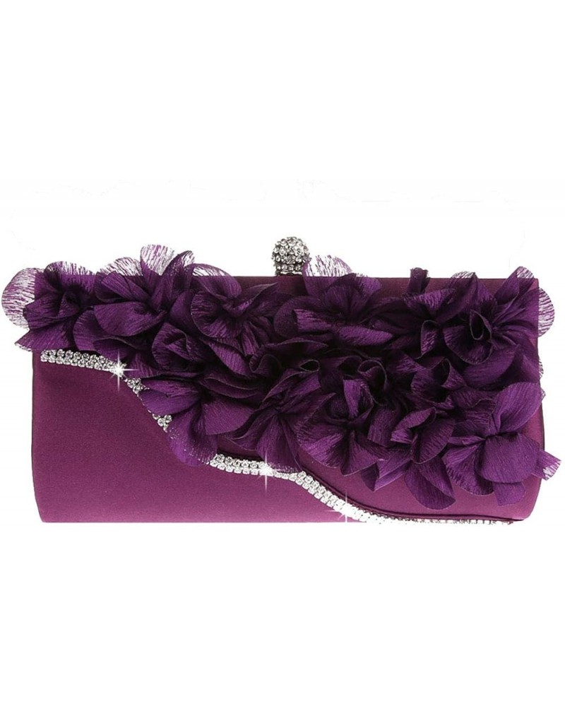 Womens Wallet Handmade Handbag Flower Evening Fashion Clutch Party Wristlet Purse Wedding Purple $11.13 Evening Bags