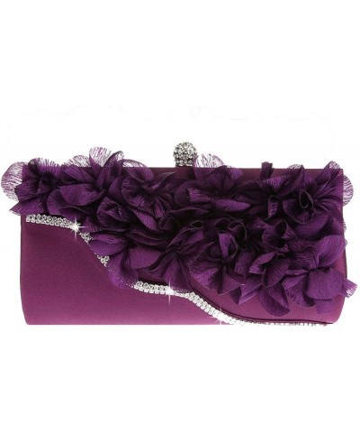 Womens Wallet Handmade Handbag Flower Evening Fashion Clutch Party Wristlet Purse Wedding Purple $11.13 Evening Bags