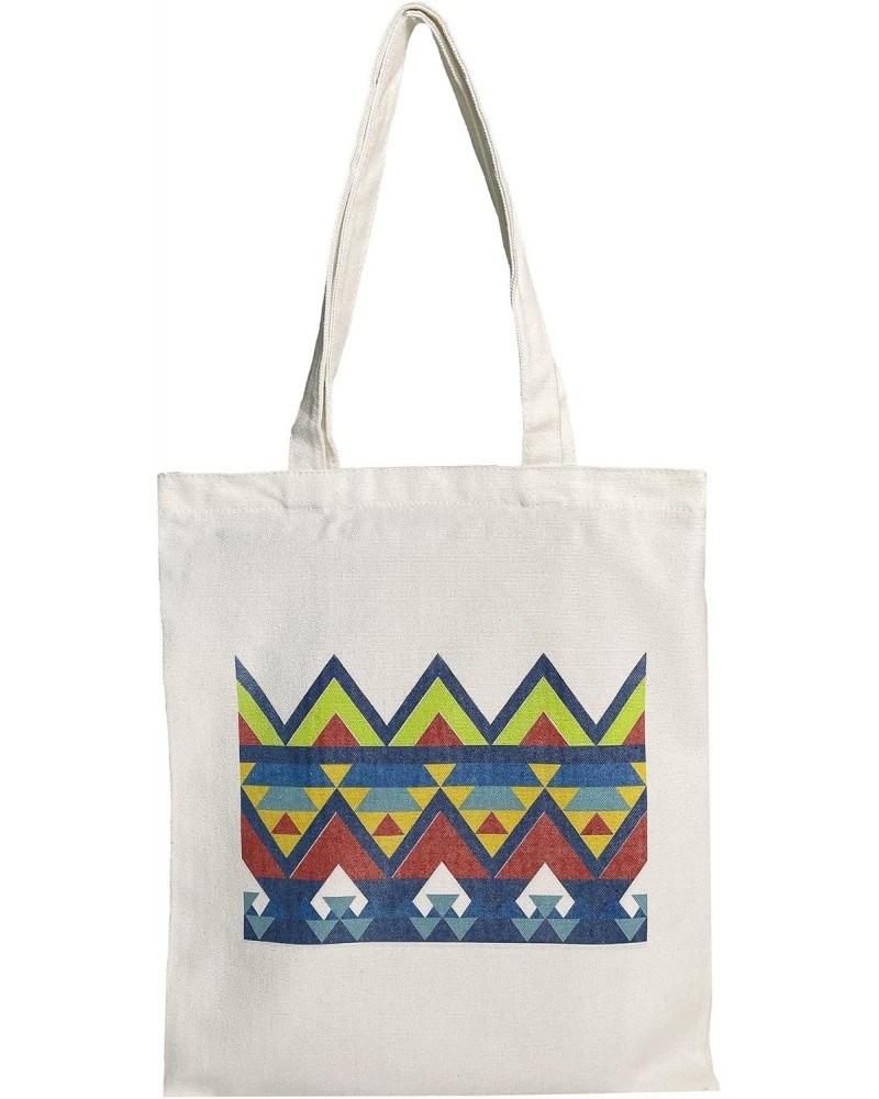 Geometric ZigZag Pattern Cotton Tote Bag with zipper $7.79 Totes