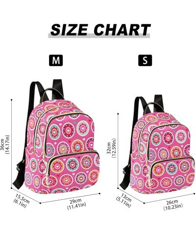 Retro Pink Flower Hearts Backpack Purse for Women Anti-theft Small Fashion Travel Backpack Back Pack HandBag Lady Gifts,M Med...