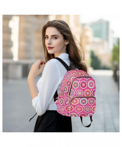 Retro Pink Flower Hearts Backpack Purse for Women Anti-theft Small Fashion Travel Backpack Back Pack HandBag Lady Gifts,M Med...