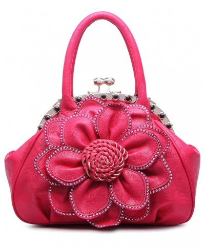 Women's Evening Handbags Flower Clutch Purse Formal Party Floral Wedding Wallets Wristlets 9173-rose Red $38.99 Handbags