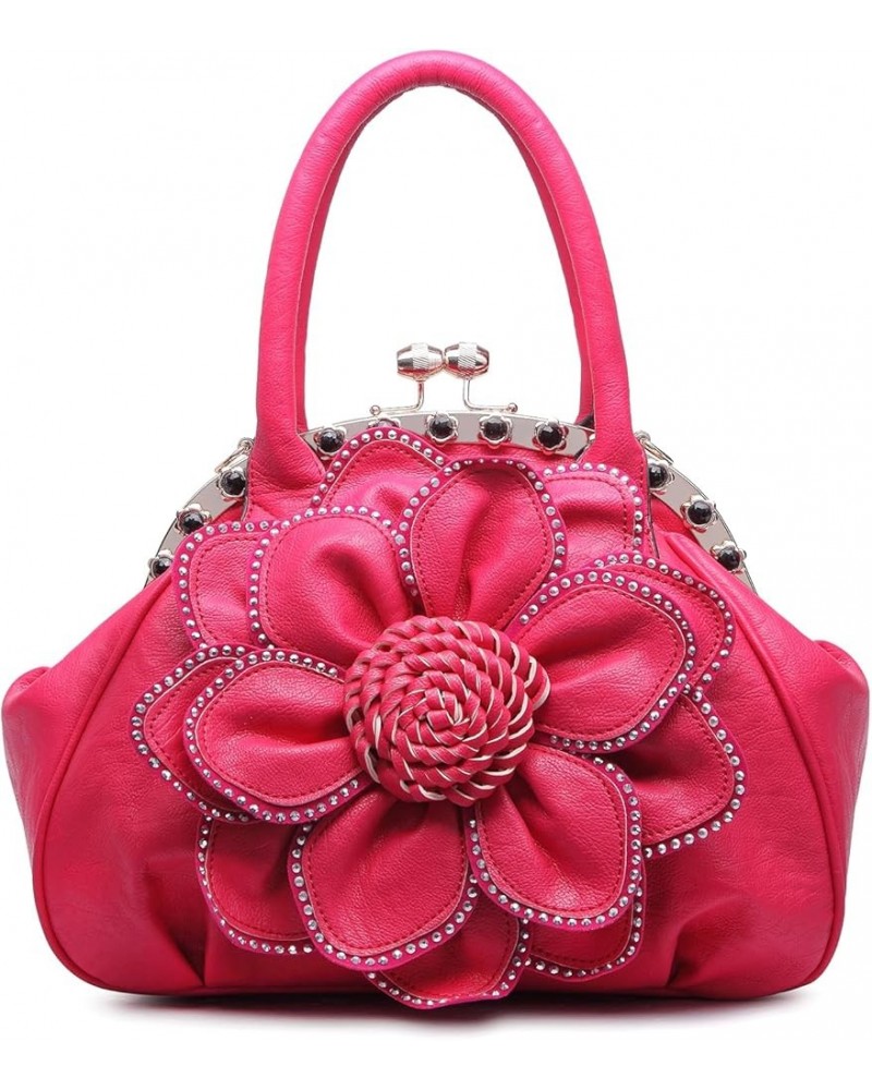 Women's Evening Handbags Flower Clutch Purse Formal Party Floral Wedding Wallets Wristlets 9173-rose Red $38.99 Handbags