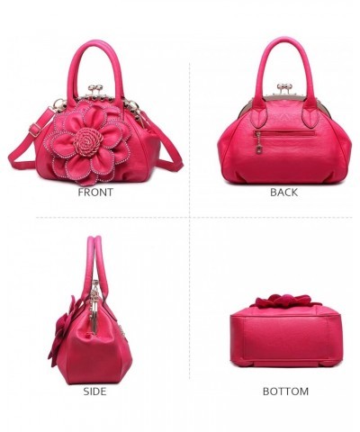 Women's Evening Handbags Flower Clutch Purse Formal Party Floral Wedding Wallets Wristlets 9173-rose Red $38.99 Handbags