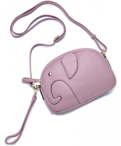 Leather Crossbody Bags Small Cute Elephant Clutch Shoulder Handbag for Women (Black) Pink $14.00 Clutches