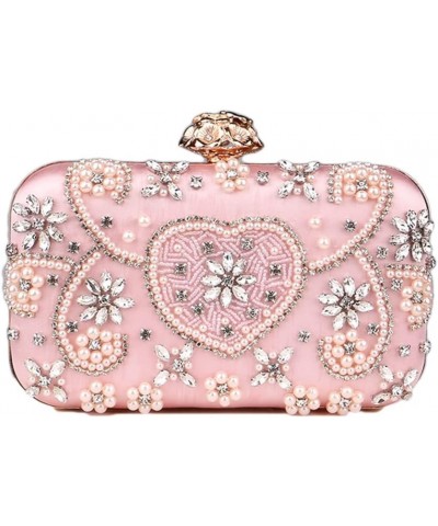 Wedding Party Rhinestone shoulder bag rose clasp crystal clutch cute pink Purses for lady's Evening Handbags $19.96 Evening Bags