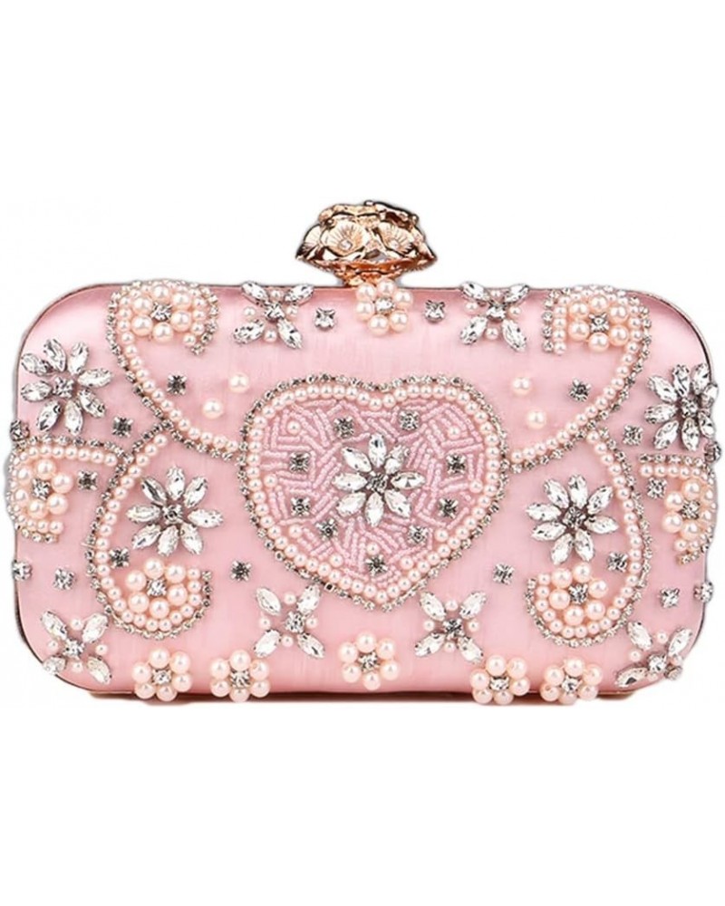 Wedding Party Rhinestone shoulder bag rose clasp crystal clutch cute pink Purses for lady's Evening Handbags $19.96 Evening Bags