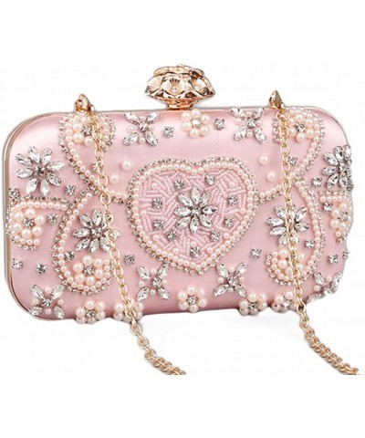 Wedding Party Rhinestone shoulder bag rose clasp crystal clutch cute pink Purses for lady's Evening Handbags $19.96 Evening Bags