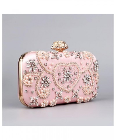 Wedding Party Rhinestone shoulder bag rose clasp crystal clutch cute pink Purses for lady's Evening Handbags $19.96 Evening Bags