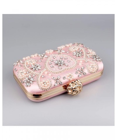 Wedding Party Rhinestone shoulder bag rose clasp crystal clutch cute pink Purses for lady's Evening Handbags $19.96 Evening Bags