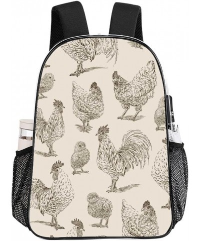 Clear Backpack Heavy Duty PVC Transparent Backpack Compatible with Rooster Cock Chicken Bird Floral for Sports, Work, Securit...