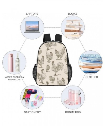 Clear Backpack Heavy Duty PVC Transparent Backpack Compatible with Rooster Cock Chicken Bird Floral for Sports, Work, Securit...