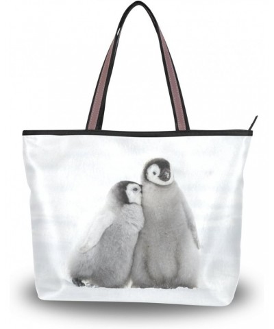 Cooper girl Cute Two Penguins Tote Bag Top Handle Handbag Shoulder Bag Large Capacity $25.19 Totes