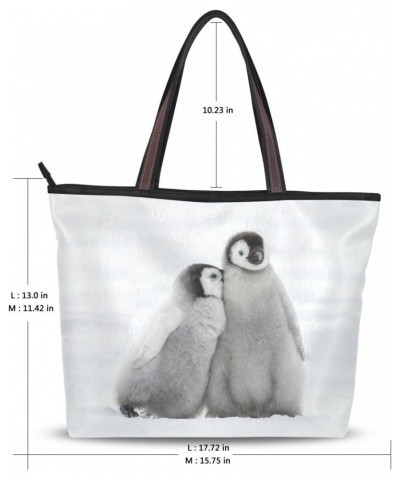 Cooper girl Cute Two Penguins Tote Bag Top Handle Handbag Shoulder Bag Large Capacity $25.19 Totes