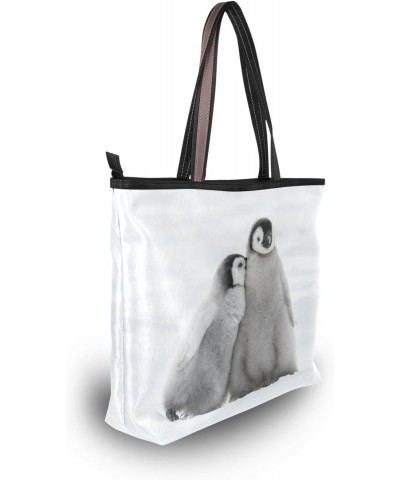 Cooper girl Cute Two Penguins Tote Bag Top Handle Handbag Shoulder Bag Large Capacity $25.19 Totes