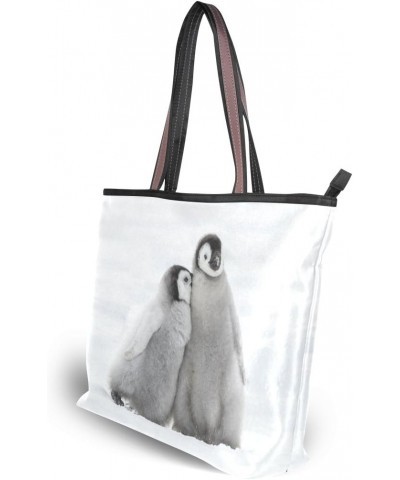 Cooper girl Cute Two Penguins Tote Bag Top Handle Handbag Shoulder Bag Large Capacity $25.19 Totes