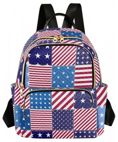 Usa Flag Quilted Backpack for Women Shoulder Bag Purses Travel Bags for Nurse Daily Work S Small $18.28 Backpacks