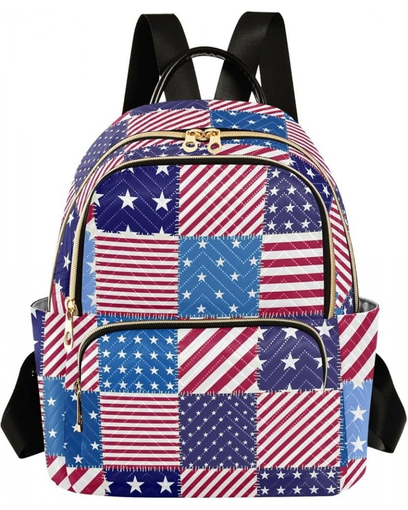 Usa Flag Quilted Backpack for Women Shoulder Bag Purses Travel Bags for Nurse Daily Work S Small $18.28 Backpacks