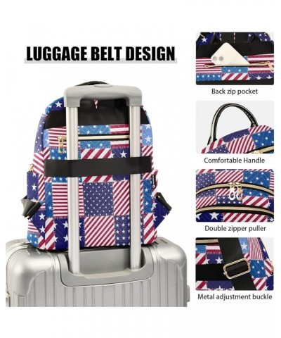 Usa Flag Quilted Backpack for Women Shoulder Bag Purses Travel Bags for Nurse Daily Work S Small $18.28 Backpacks