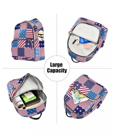 Usa Flag Quilted Backpack for Women Shoulder Bag Purses Travel Bags for Nurse Daily Work S Small $18.28 Backpacks