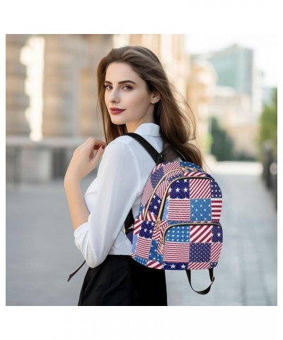 Usa Flag Quilted Backpack for Women Shoulder Bag Purses Travel Bags for Nurse Daily Work S Small $18.28 Backpacks