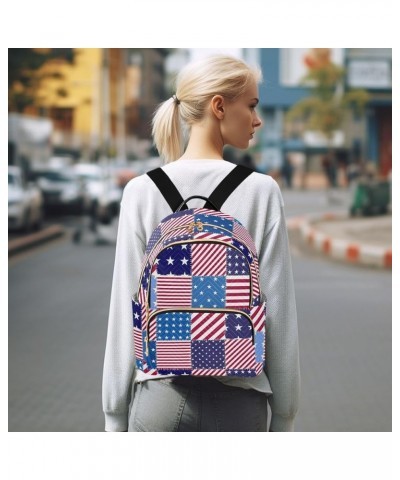 Usa Flag Quilted Backpack for Women Shoulder Bag Purses Travel Bags for Nurse Daily Work S Small $18.28 Backpacks