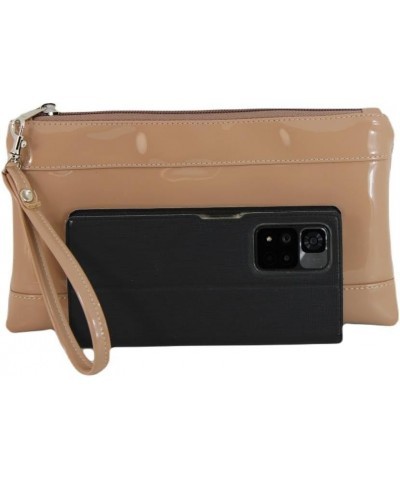 Womens Adorable Patent Clutch Bag Wallet Purse for Women with Detachable Wrist Strap in beige nude Small Black $20.24 Clutches