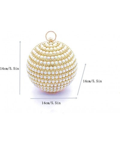 Women Round Clutch Ball Evening Bag Dazzling Full Beaded Artificial Pearls Handbag for Wedding Parites Prom A-silver $17.88 E...