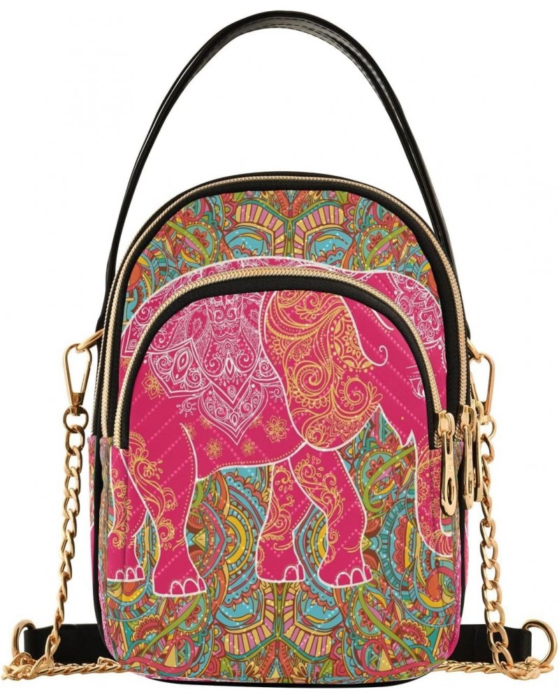 Elephant Indian Aztec Tribal Small Chain Crossbody Travel Bag Handbag Cell Phone Purse for Women $9.68 Crossbody Bags