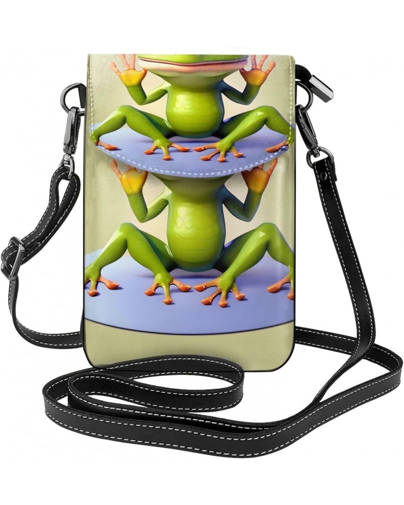 The Funny Frog Doing Yoga Crossbody, Zippered Cell Phone Wallet With Card Slot, Removable Shoulder Strap, 7.6 X 4.9 Inches $1...