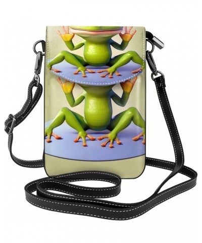 The Funny Frog Doing Yoga Crossbody, Zippered Cell Phone Wallet With Card Slot, Removable Shoulder Strap, 7.6 X 4.9 Inches $1...