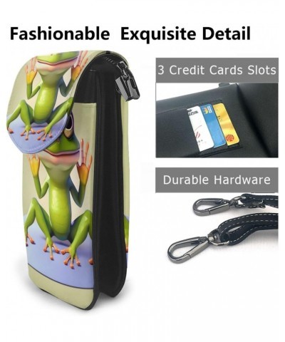 The Funny Frog Doing Yoga Crossbody, Zippered Cell Phone Wallet With Card Slot, Removable Shoulder Strap, 7.6 X 4.9 Inches $1...