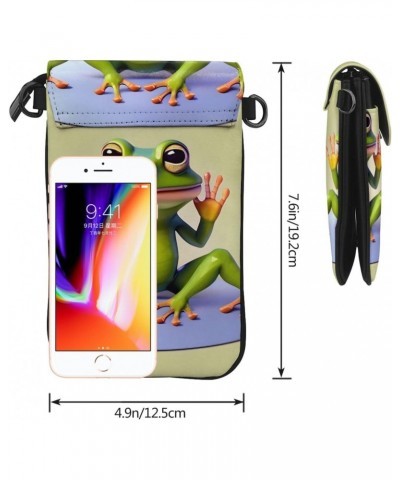 The Funny Frog Doing Yoga Crossbody, Zippered Cell Phone Wallet With Card Slot, Removable Shoulder Strap, 7.6 X 4.9 Inches $1...