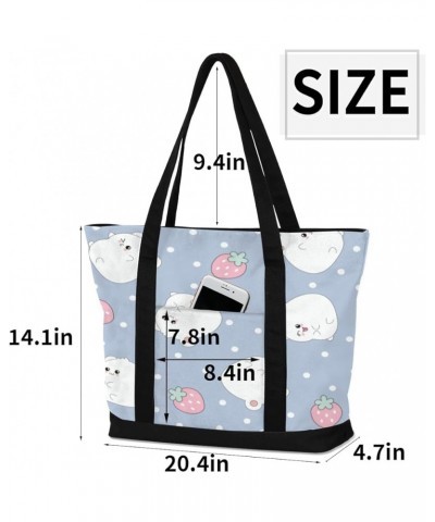 Tote Bag for Women Canvas Shoulder Bag Large Casual Handbag Lightweight Tote Bag with Zipper for Work Travel Shopping Cartoon...