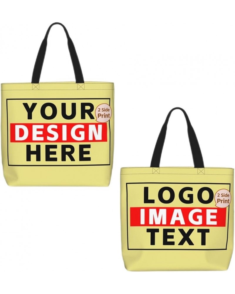 Custom Tote Bags with Team Logo Text Image Custom Bags for Small Business Personalized Tote Bags In Bulk for Girls Women Khak...