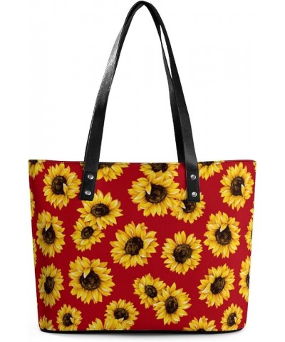 Yellow Sunflower on Red Womens Handbag Women's Crossbody Handbags Top Handle Satchel Bags for Lady Yellow Sunflower on Red $1...