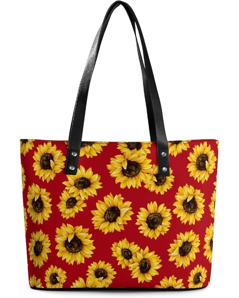 Yellow Sunflower on Red Womens Handbag Women's Crossbody Handbags Top Handle Satchel Bags for Lady Yellow Sunflower on Red $1...