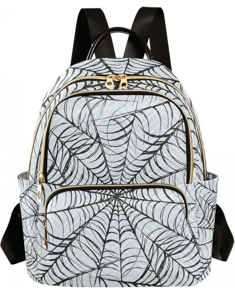 Halloween Women Backpack Spider Web Retro Grey Anti-Theft Travel Backpack with Luggage Belt Durable Lightweight Handbag Lady ...