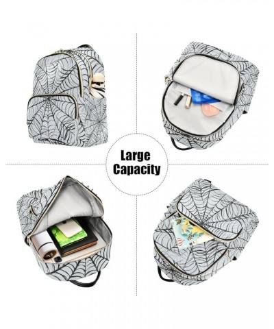 Halloween Women Backpack Spider Web Retro Grey Anti-Theft Travel Backpack with Luggage Belt Durable Lightweight Handbag Lady ...