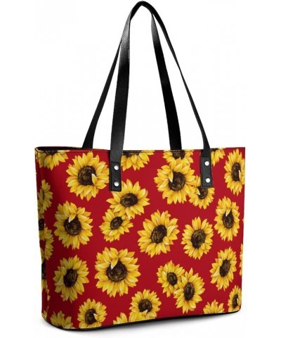 Yellow Sunflower on Red Womens Handbag Women's Crossbody Handbags Top Handle Satchel Bags for Lady Yellow Sunflower on Red $1...