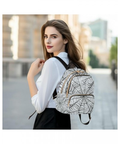 Halloween Women Backpack Spider Web Retro Grey Anti-Theft Travel Backpack with Luggage Belt Durable Lightweight Handbag Lady ...