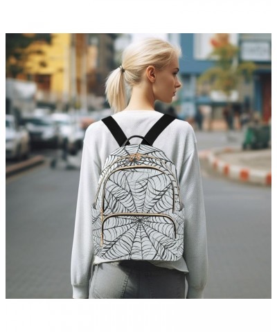 Halloween Women Backpack Spider Web Retro Grey Anti-Theft Travel Backpack with Luggage Belt Durable Lightweight Handbag Lady ...