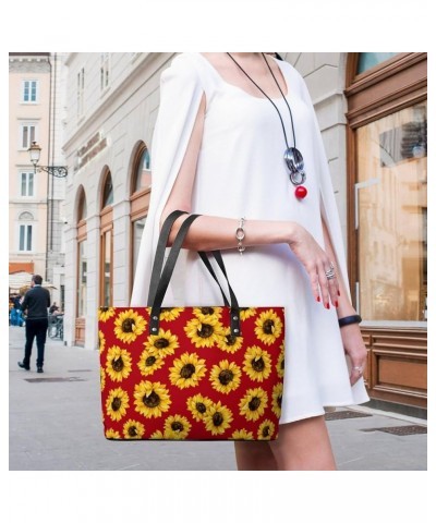 Yellow Sunflower on Red Womens Handbag Women's Crossbody Handbags Top Handle Satchel Bags for Lady Yellow Sunflower on Red $1...