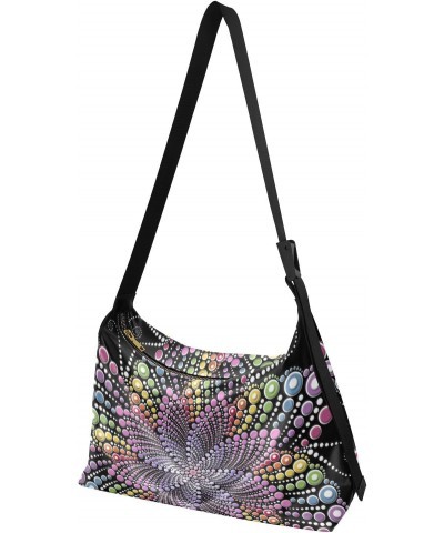 Hobo Handbag Crossbody Mandala Flower Rainbow Trendy PU Leather Shoulder Bags Purses Large Casual Sling Tote Bag Messenger Ba...