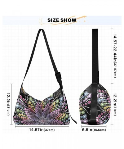 Hobo Handbag Crossbody Mandala Flower Rainbow Trendy PU Leather Shoulder Bags Purses Large Casual Sling Tote Bag Messenger Ba...