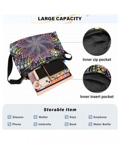 Hobo Handbag Crossbody Mandala Flower Rainbow Trendy PU Leather Shoulder Bags Purses Large Casual Sling Tote Bag Messenger Ba...