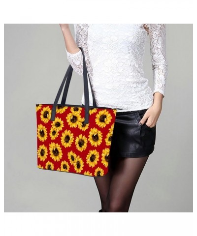 Yellow Sunflower on Red Womens Handbag Women's Crossbody Handbags Top Handle Satchel Bags for Lady Yellow Sunflower on Red $1...