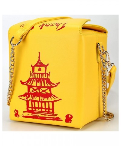 Tower Print Crossbody Shoulder Bag,Pu Chinese Takeout Box Totes Purse for Women A-yellow $9.17 Shoulder Bags